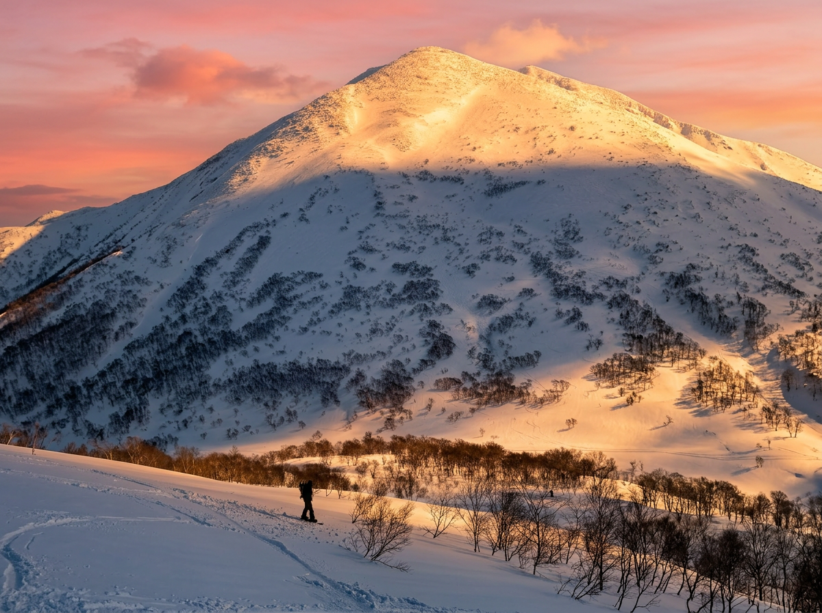Sunrise over Mt Arai with fresh snow